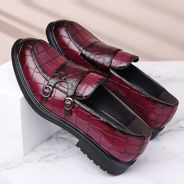 Loafers – Leather Crocodile Faux Pattern with Brown Men's FashionChic