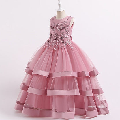 Girls' Wedding Kids Colored Party Dress Solid Sleeveless FashionChic