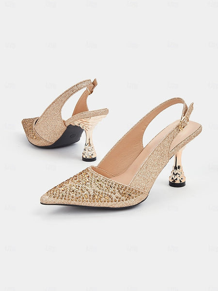 Sparkling – Women's Pointed Glitter Pumps Slingback Toe FashionChic