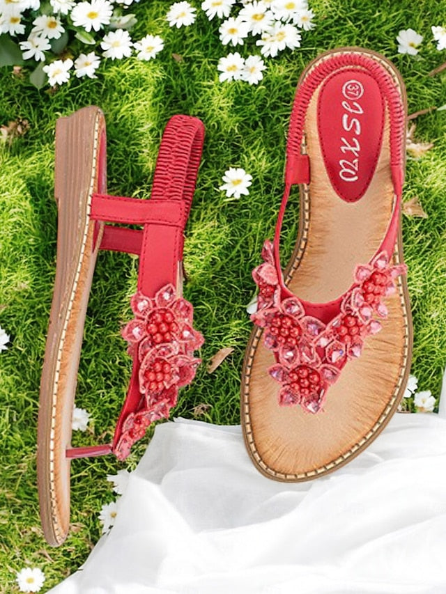 Floral Slip-Ons Flat Comfortable with Design Beaded FashionChic