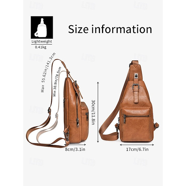 with Sling Faux Brown Bag Women's Leather Crossbody FashionChic
