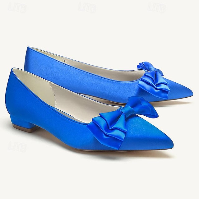 Pointed Low Bowknot Party Shoes Wedding Heel Women's Flats FashionChic