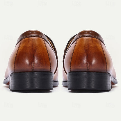 – Leather Tan Vintage Men's Loafers Dress Tassel Slip-On FashionChic