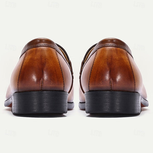 – Leather Tan Vintage Men's Loafers Dress Tassel Slip-On FashionChic