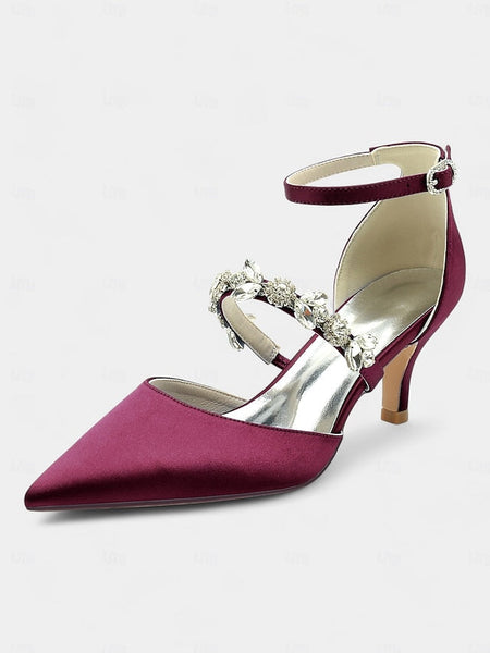 - Satin Embellishments Rhinestone Black Women's with Heels FashionChic