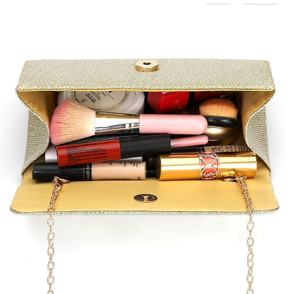 – Glitter Evening Silver Women's Clutch Purse Elegant FashionChic