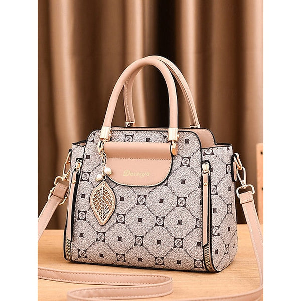 Accents Elegant Faux with Red Women's and Leather Handbag FashionChic