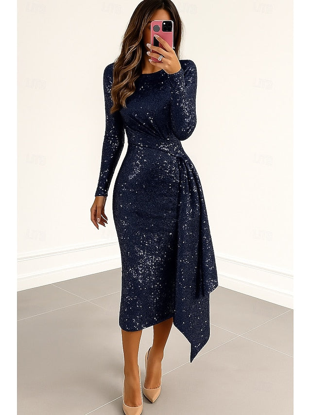 Sequined Black Red Cocktail Dresses Dress Formal Elegant Column FashionChic
