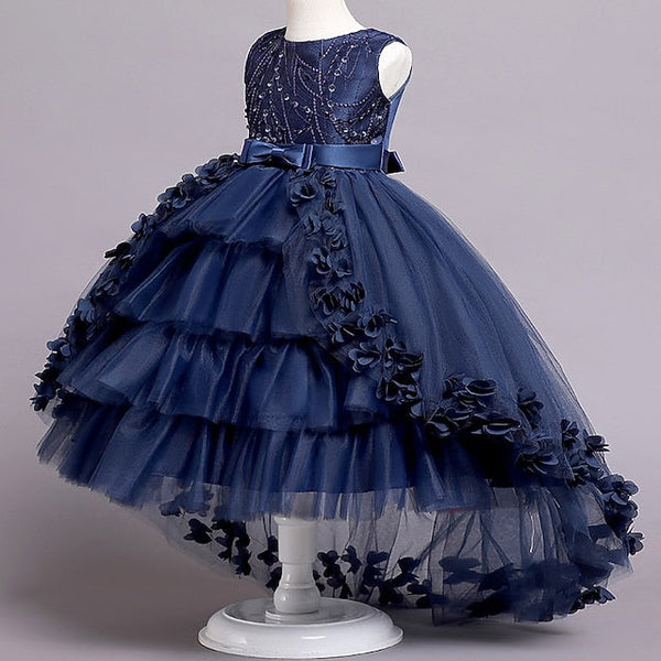 Girl Colored Dress Flower Solid Kids Girls' FashionChic