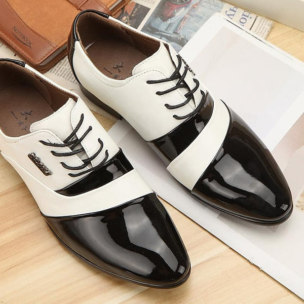 White Faux – Men's Shoes and Leather Oxford Black Patent FashionChic