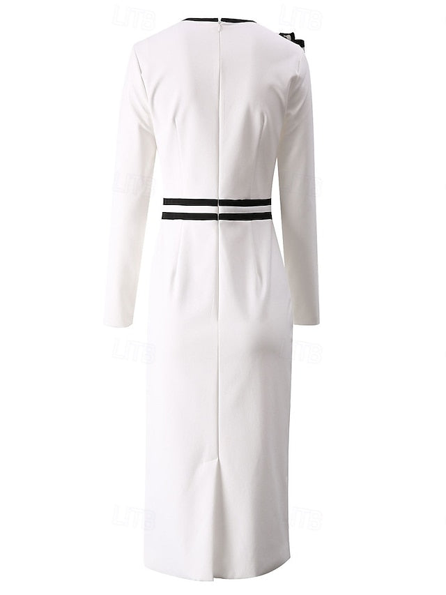 Crew Elegant Bride Dress of Neck Vintage the Casual Mother FashionChic