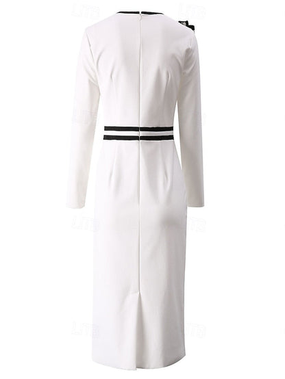 Crew Elegant Bride Dress of Neck Vintage the Casual Mother FashionChic