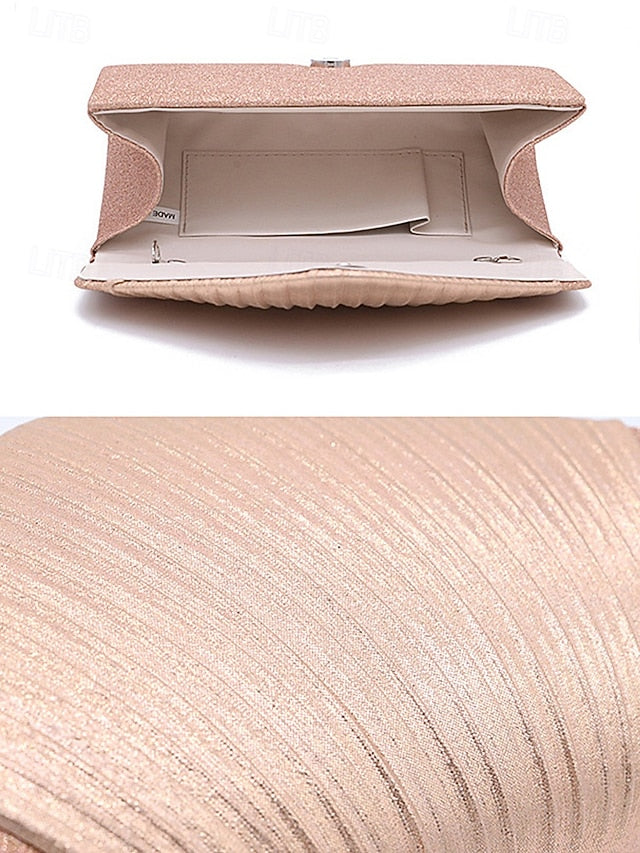 Clutch Design Champagne – Glitter Evening Bag Pleated with FashionChic