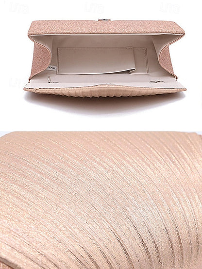 Clutch Design Champagne – Glitter Evening Bag Pleated with FashionChic