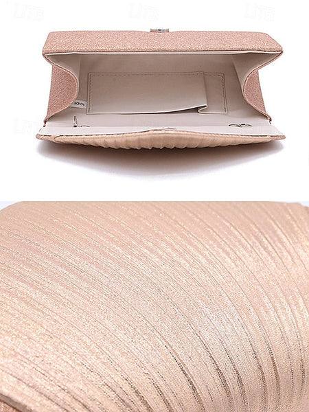 Clutch Design Champagne – Glitter Evening Bag Pleated with FashionChic
