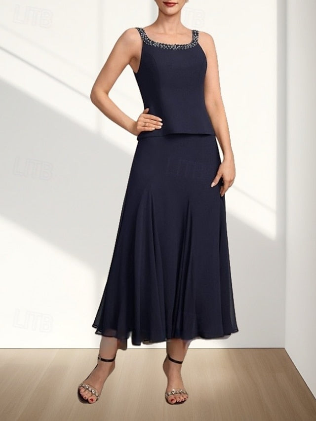 Two Mother Elegant the Wedding Guest Dress Piece A-Line Bride of FashionChic