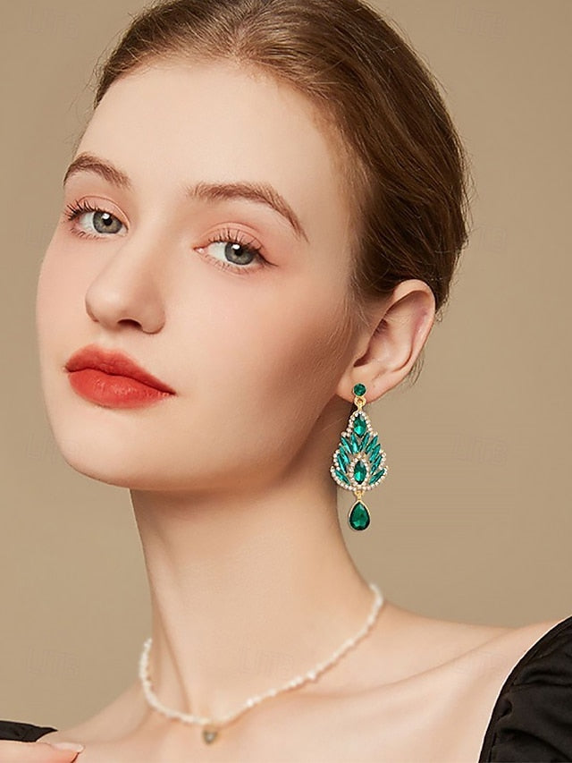 Crystal – Women's Earrings Drop Green Emerald FashionChic