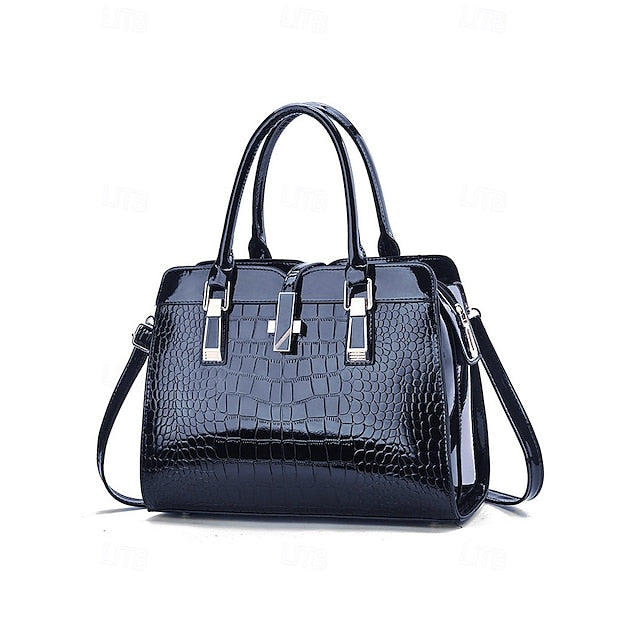 Faux - Croc Patent Women's Handbag Leather Burgundy FashionChic