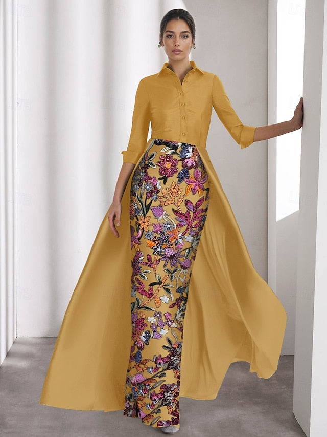 Gown Bride Black Mother Elegant Tie the of Evening A-Line Dress FashionChic