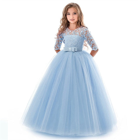 Girls' Flower Sleeve Kids Half Dress Girl Wedding FashionChic