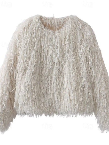 Coat Furs Women's Comfortable Leathers Fur Faux FashionChic