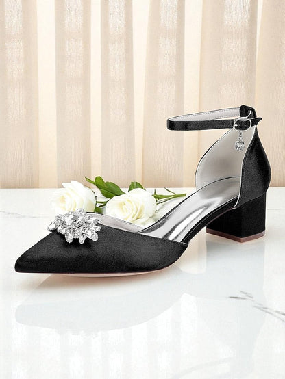with Block Shoes Satin Burgundy Wedding Women's Heel FashionChic