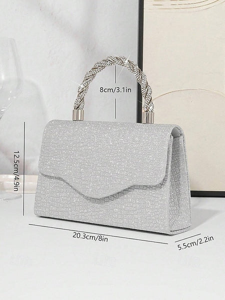 Glitter Rhinestone – with Handle Silver Handbag Women's FashionChic