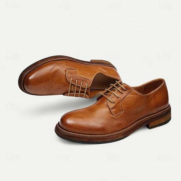 Shoes Welt Derby with Goodyear Leather Tan and Men's Clean FashionChic