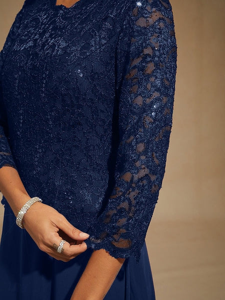 Women's Maxi Dress Chiffon Dress Lace Sequins Embroidered FashionChic