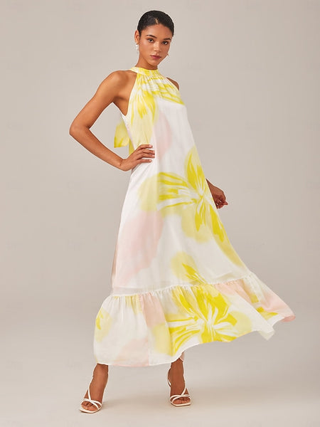 Super loose A-line summer vacation halter dress