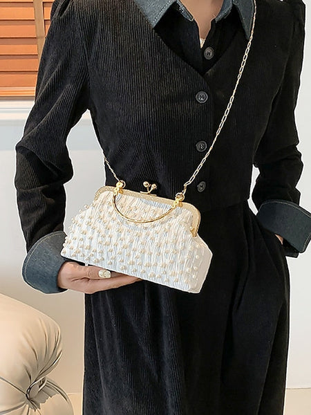 Beaded Elegant Pearl Clutch Bag – Evening Vintage Women's FashionChic