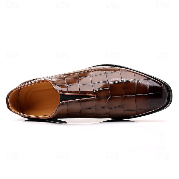Shoes Pattern Men's Burgundy – Dress Crocodile Slip-On FashionChic
