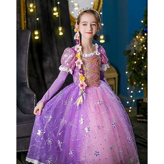 Cloak Princess Dress Cosplay Flower Girl Rapunzel FashionChic