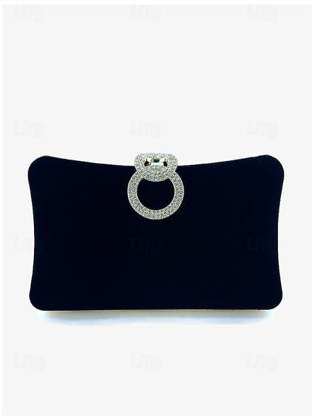Velvet with Blue Bag Ring Clutch Rhinestone Women's Elegant FashionChic