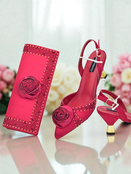 Set Women's Slingback Clutch - and Matching Gold Heels FashionChic