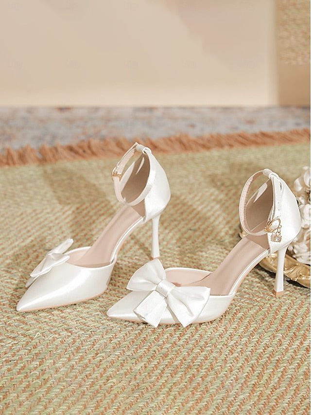 Ankle Strap – Champagne Pointed Pumps Women's Classy Bow FashionChic