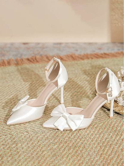 Ankle Strap – Champagne Pointed Pumps Women's Classy Bow FashionChic