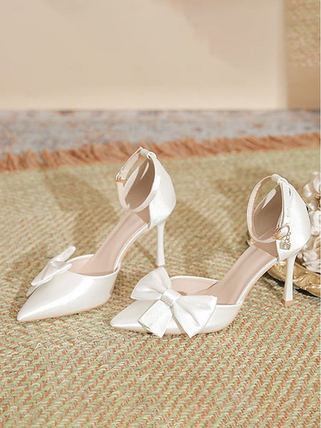 Ankle Strap – Champagne Pointed Pumps Women's Classy Bow FashionChic