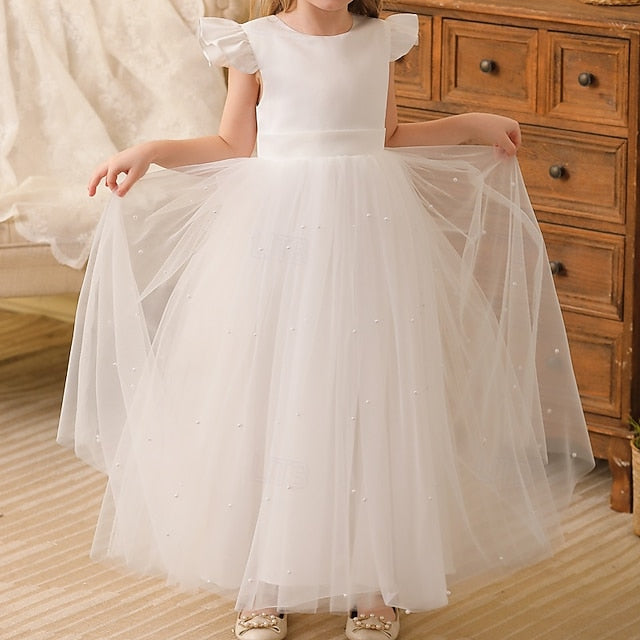 Girl Solid Kids Flower Dress Color Girls' Party FashionChic