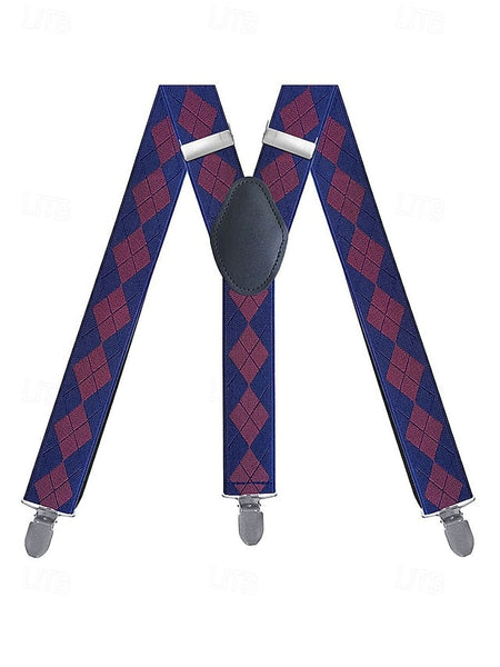 – Clip-On Pattern Men's Suspenders Classic Argyle FashionChic