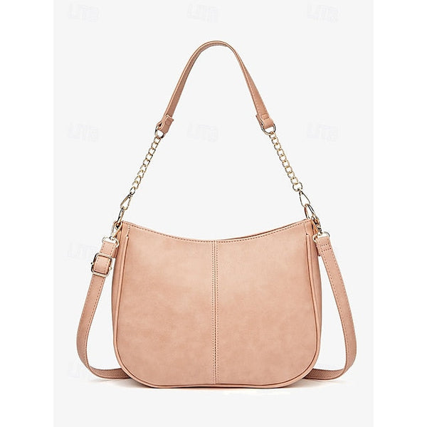 Bag Shoulder Leather Women's Chain Brown Gold Faux with FashionChic