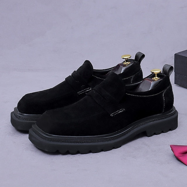 Men's Business Suede Cowhide Loafers -Classic Leather FashionChic