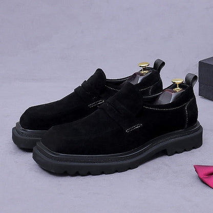 Men's Business Suede Cowhide Loafers -Classic Leather FashionChic