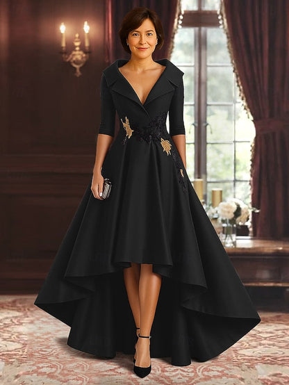 Dress of Black High Elegant Mother Bride A-Line Split Red the FashionChic