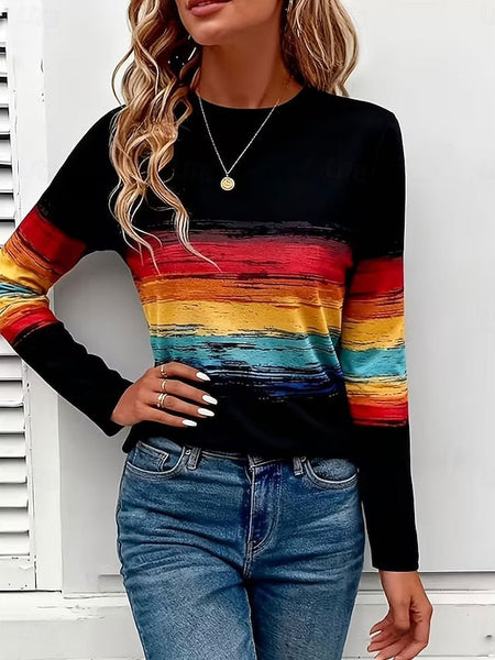 Women's T Shirt Graphic Striped Vintage Stylish Classic FashionChic