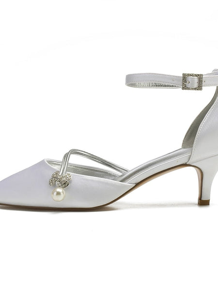 Heels Dark with Kitten and Women's Satin Blue Pearl FashionChic