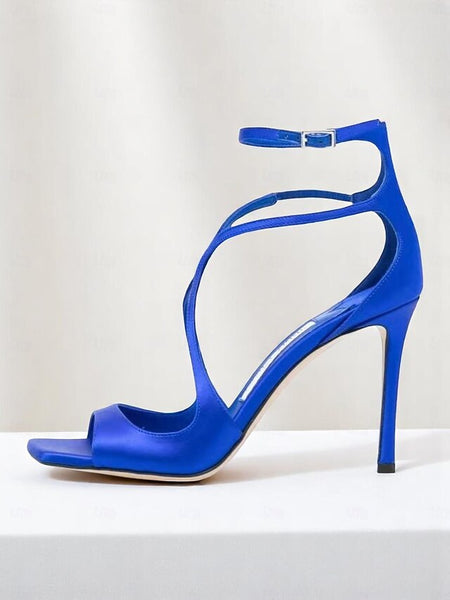 Stiletto Crisscross Heels Elegant - Women's Satin Lavender FashionChic