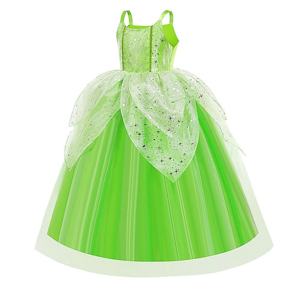 Theme Tiana Dress Bell Princess Tinker Fairytale Girl Flower FashionChic
