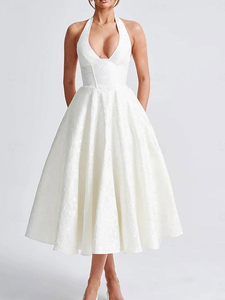 A-LineDress Jacquard Dress Semi Formal Cocktail Dress Wedding