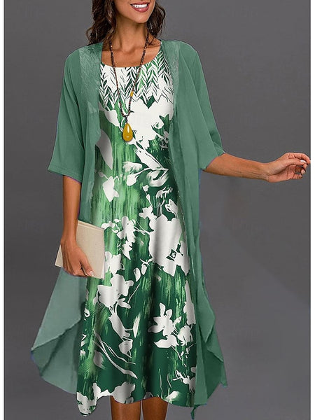 Women's Graduation Dress Midi Dress Two Piece Dress Set